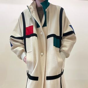 1970s Bauhaus Graphic Wool Coat by Herman Kay